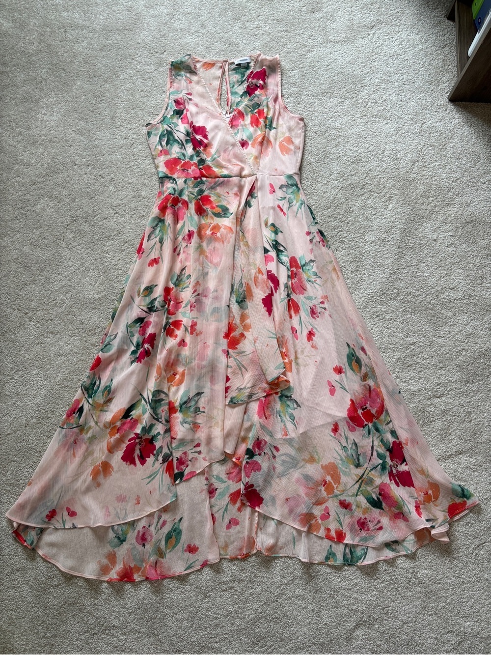 Calvin Klein Pink Floral Maxi High-Low Wrap Dress Size 10 - Picture 3 of 14